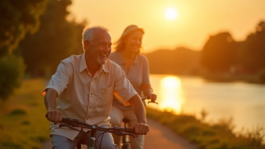 Szczęśliwa para seniorów na rowerach