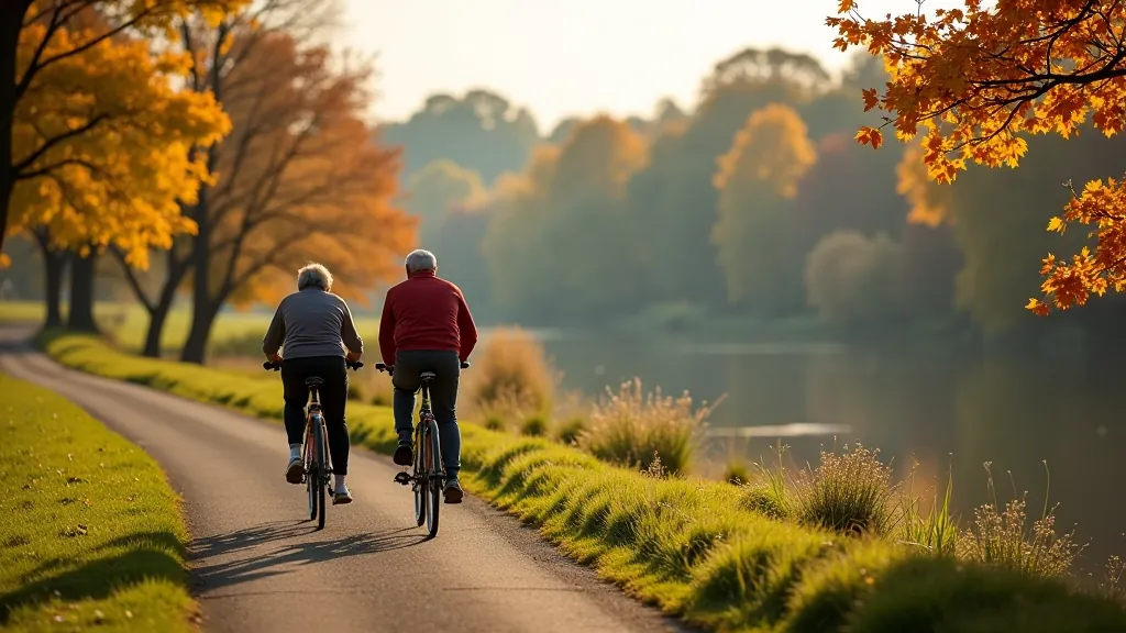 Seniorzy na rowerach wzdłuż Wisły